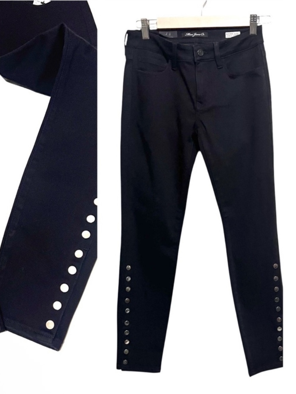 Mavi Adriana Black Super Skinny With Silver Grommets Jeans Size 27 New